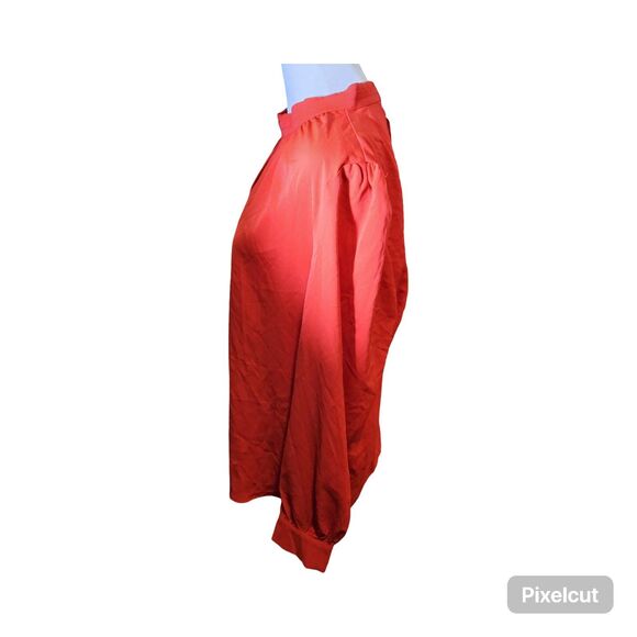 NWT Size Large Allegra K Red Stand Collar Pleated Button Keyhole Blouse - Picture 6 of 12